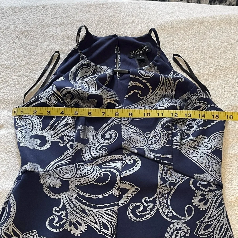 Enfocus Studio Silver Blue Halter Midi Dress - Picture 6 of 7